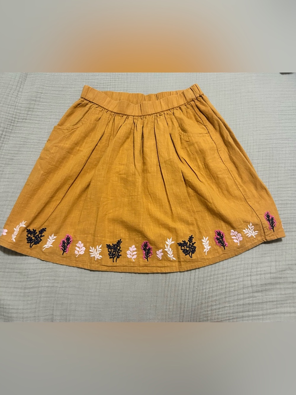 Garnet Hill Girls’ Embroidered Floral 100% Cotton Skirt